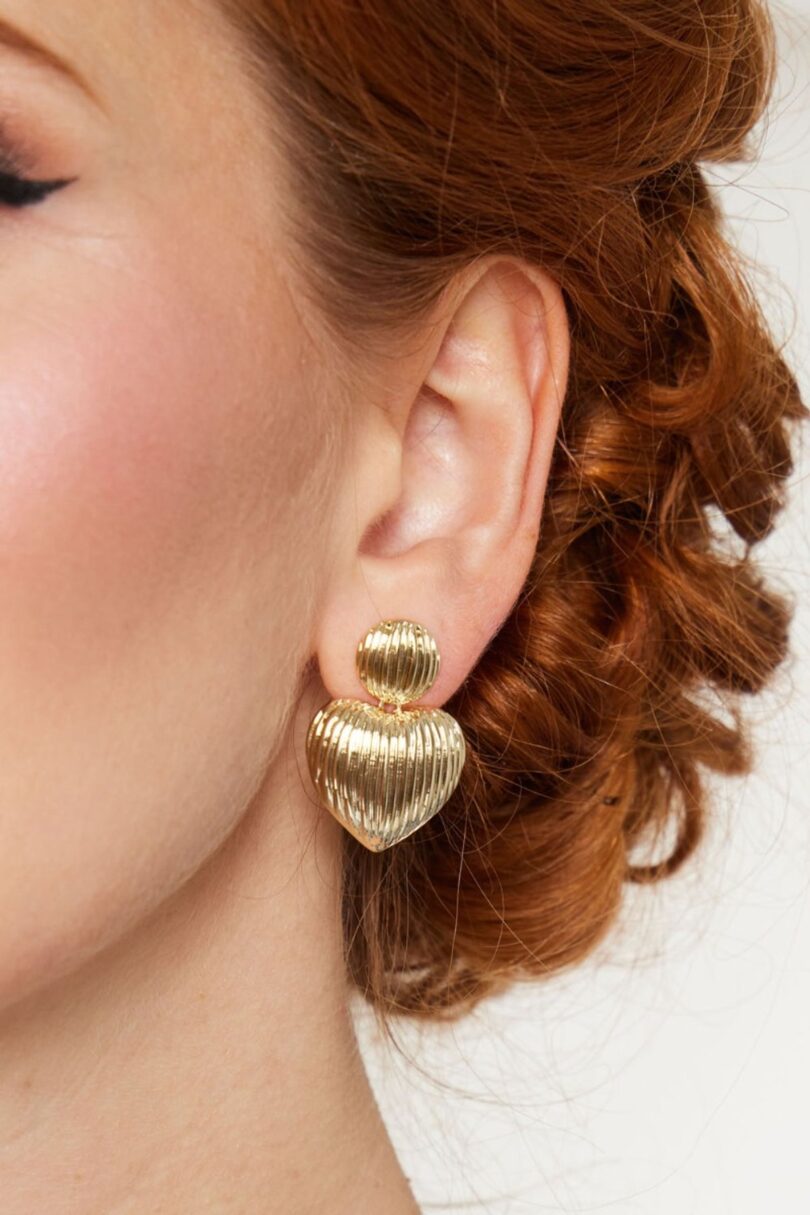 Shell Heart Gold Drop Earrings  Shop now at Kitty Darling