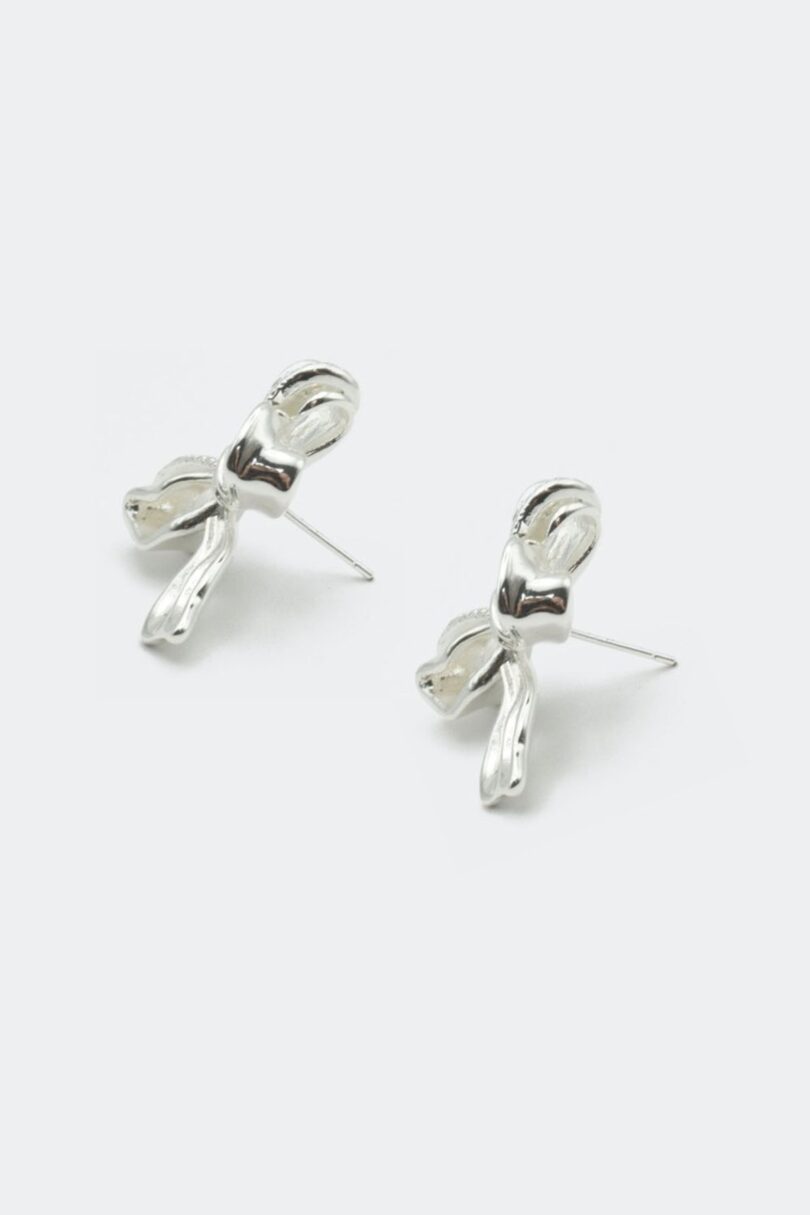Silver Bow Earrings  Shop now at Kitty Darling