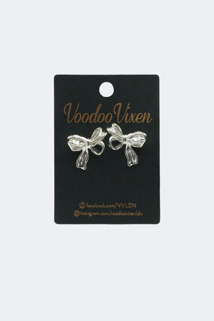Silver Bow Earrings  Shop now at Kitty Darling