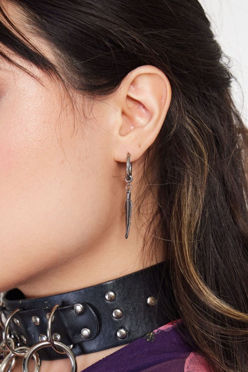 Silver Feather Drop Earrings  Shop now at Kitty Darling