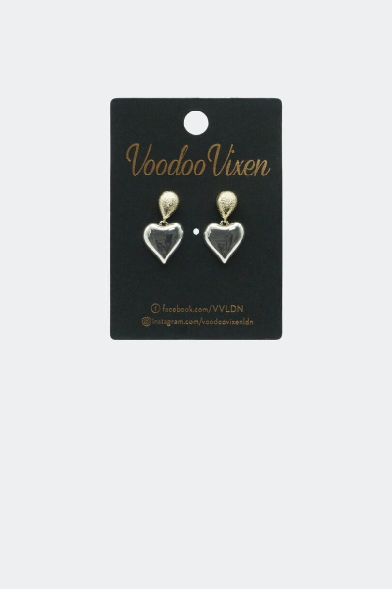 Silver Heart Drop Earrings  Shop now at Kitty Darling