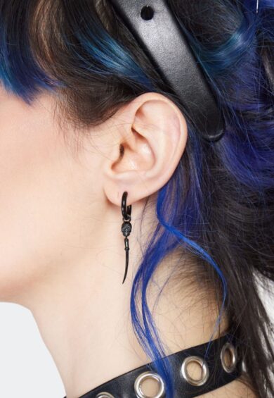 Skull And Bone Black Drop Earring – Jewellery | Kitty Darling