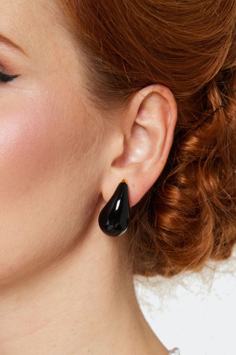 Statement Black Teardrop Earrings  Shop now at Kitty Darling