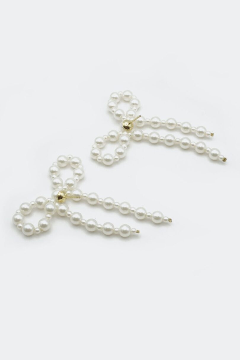 Statement Pearl Bow Earrings  Shop now at Kitty Darling