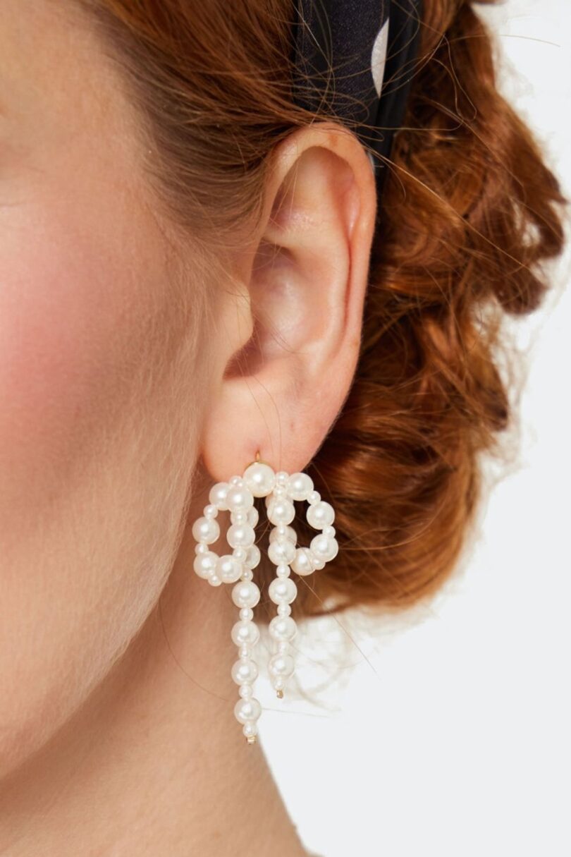 Statement Pearl Bow Earrings  Shop now at Kitty Darling
