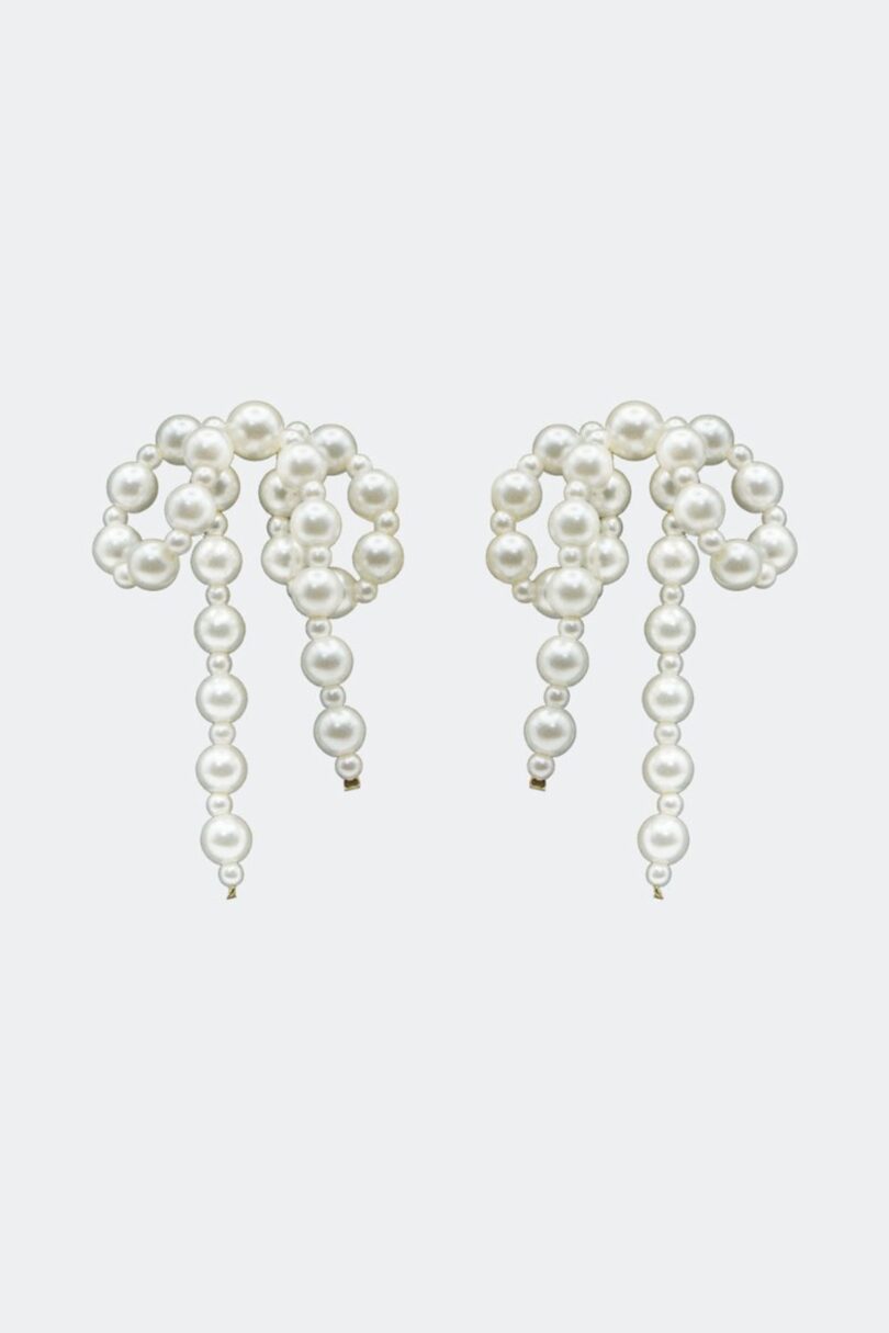 Statement Pearl Bow Earrings  Shop now at Kitty Darling