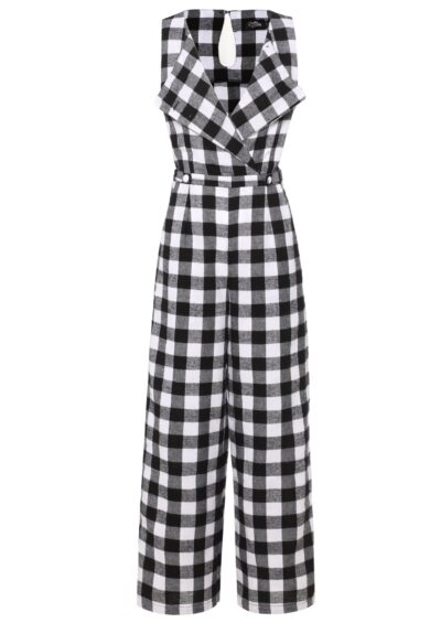 Sylvia Black and White Tartan Jumpsuit – Jumpsuits & Playsuits | Kitty Darling