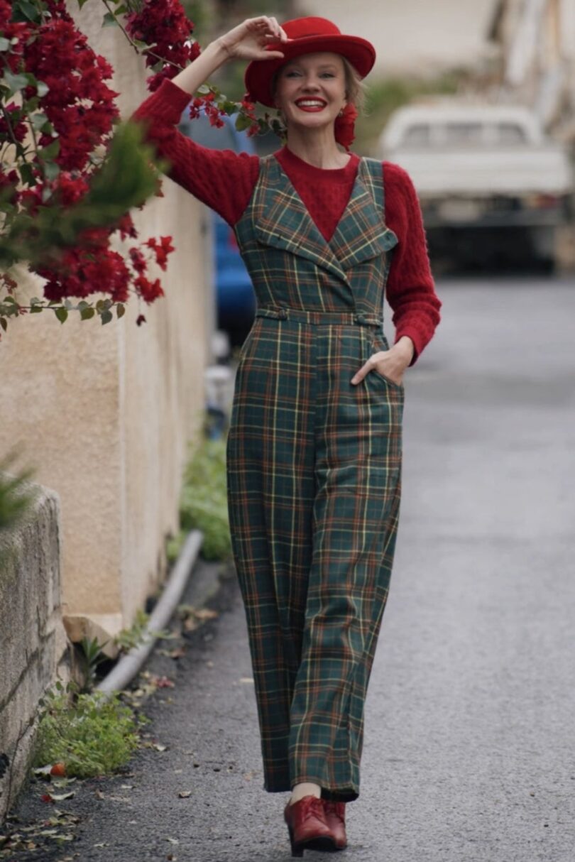 Sylvia Green Tartan Jumpsuit  Shop now at Kitty Darling