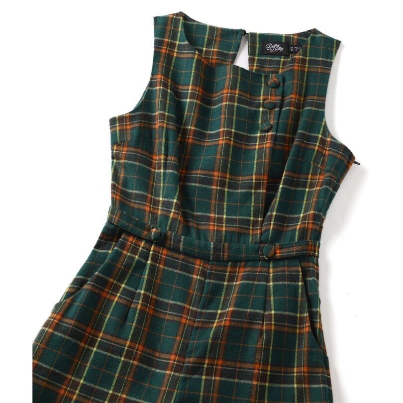 Sylvia Green Tartan Jumpsuit  Shop now at Kitty Darling