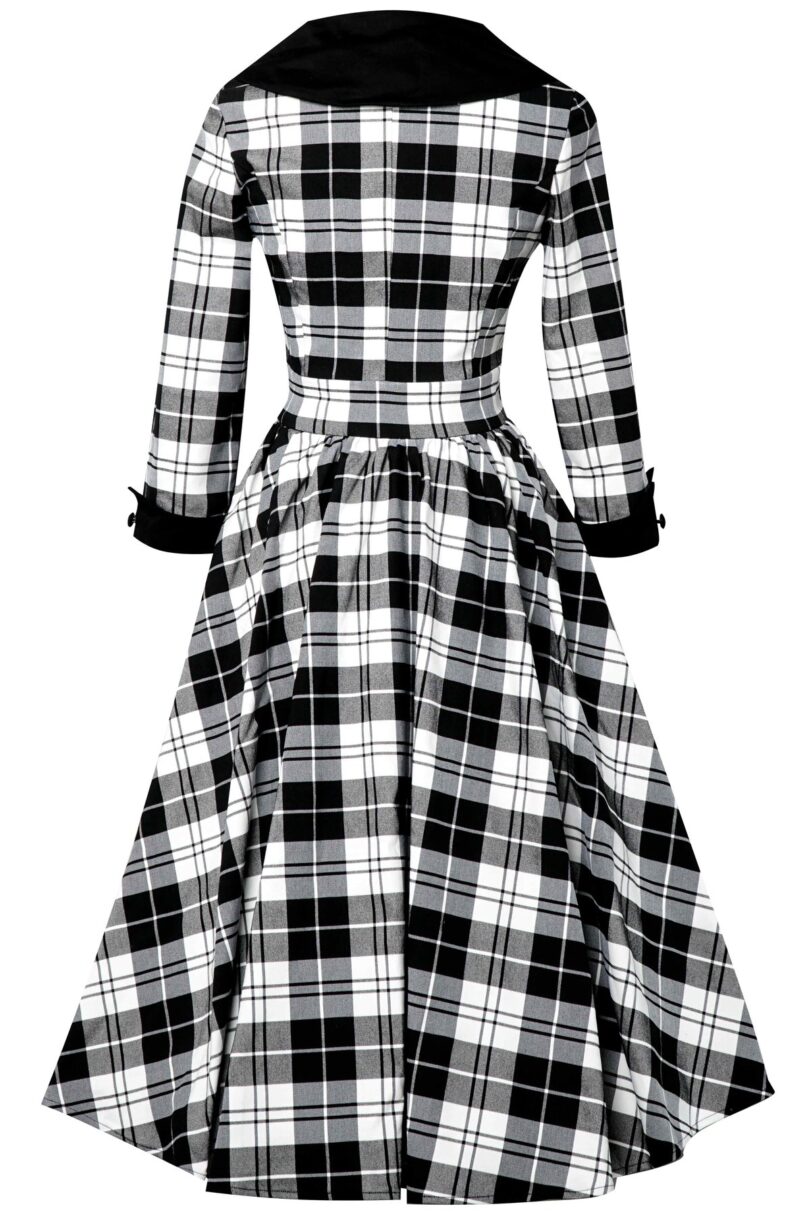 Tiffany 50's Black Tartan Coat Dress  Shop now at Kitty Darling