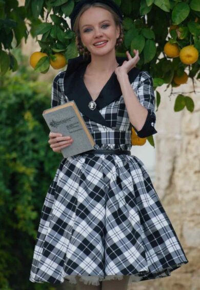 Tiffany 50's Black Tartan Coat Dress – Dresses | Kitty Darling