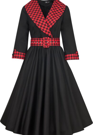 Tiffany 50's Black with Red Tartan Collar Coat Dress – Dresses | Kitty Darling