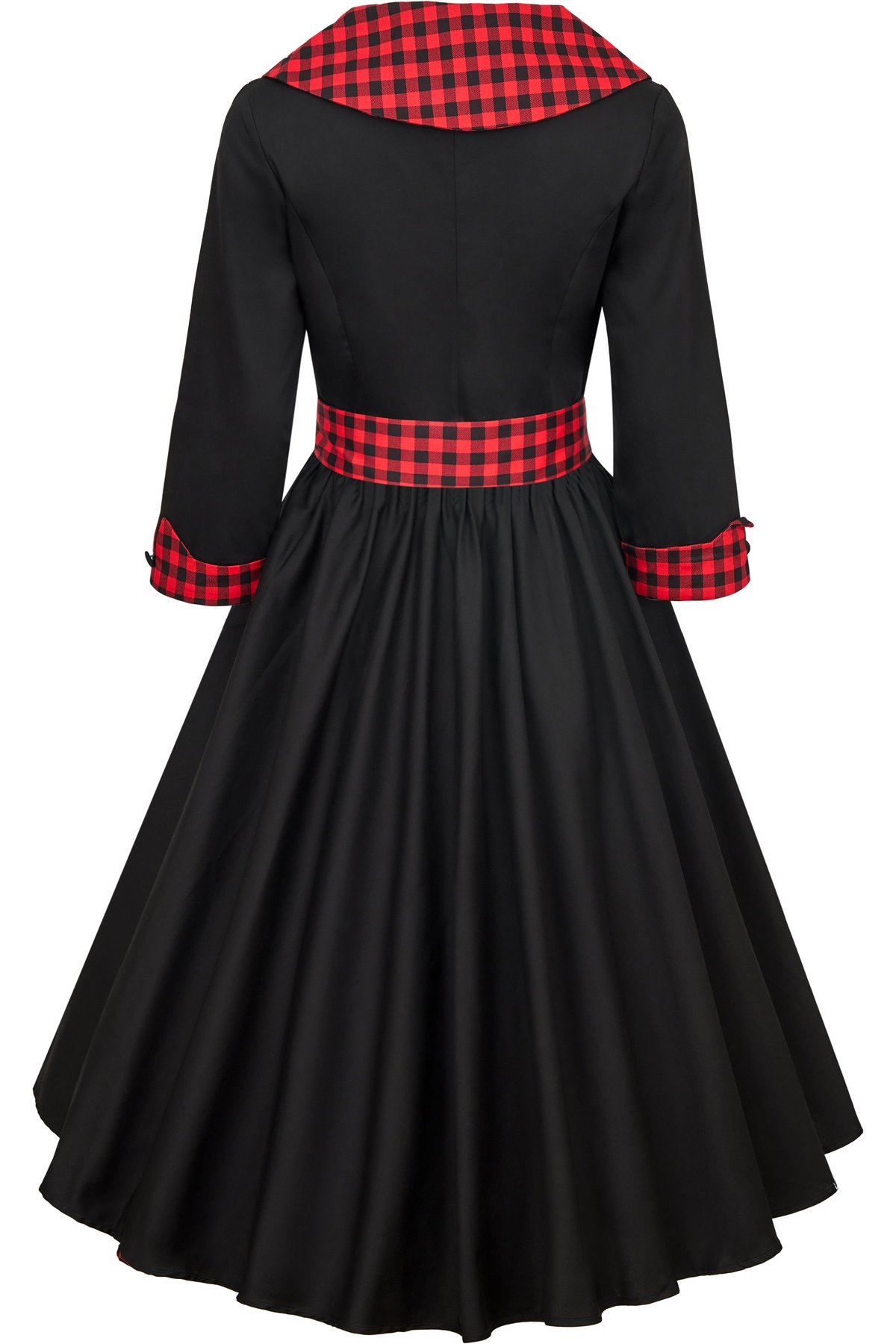 Tiffany 50's Black with Red Tartan Collar Coat Dress Tiffany 50's Black with Red Tartan Collar Coat Dress Shop now at Kitty Darling