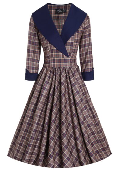 Tiffany 50's Brown Tartan Coat Dress – Dresses | Kitty Darling