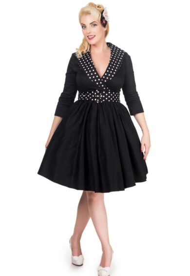 Tiffany 50's Coat Dress in Black White Polka Dots – Dresses | Kitty Darling