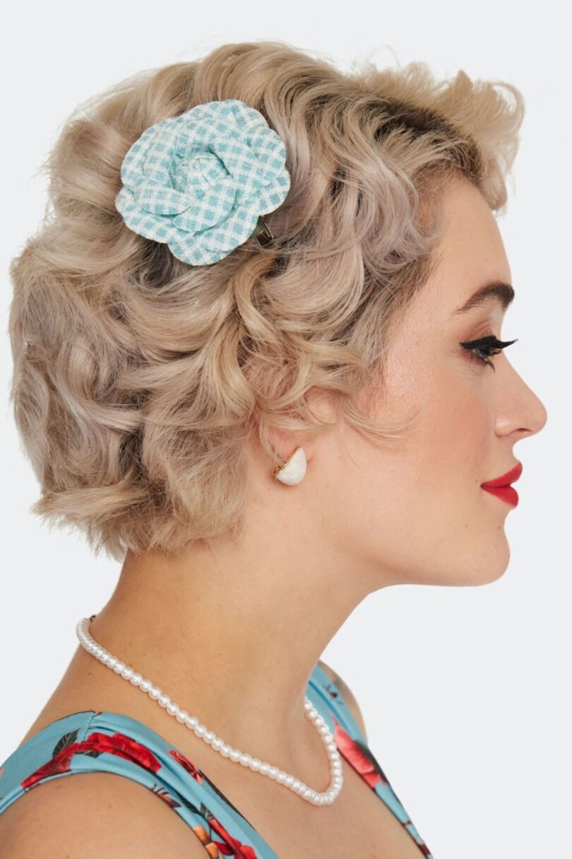 Tweed Blue Flower Hairpin Brooch  Shop now at Kitty Darling