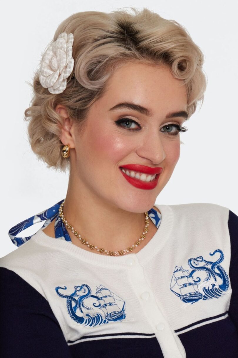 Tweed Cream Flower Hairpin Brooch  Shop now at Kitty Darling