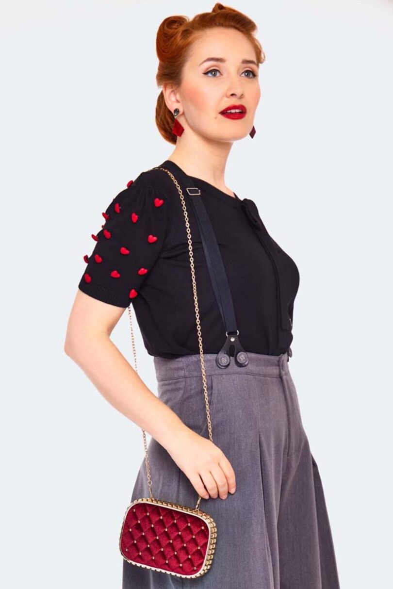 Velvet Quilted Studded Clutch Bag  Shop now at Kitty Darling