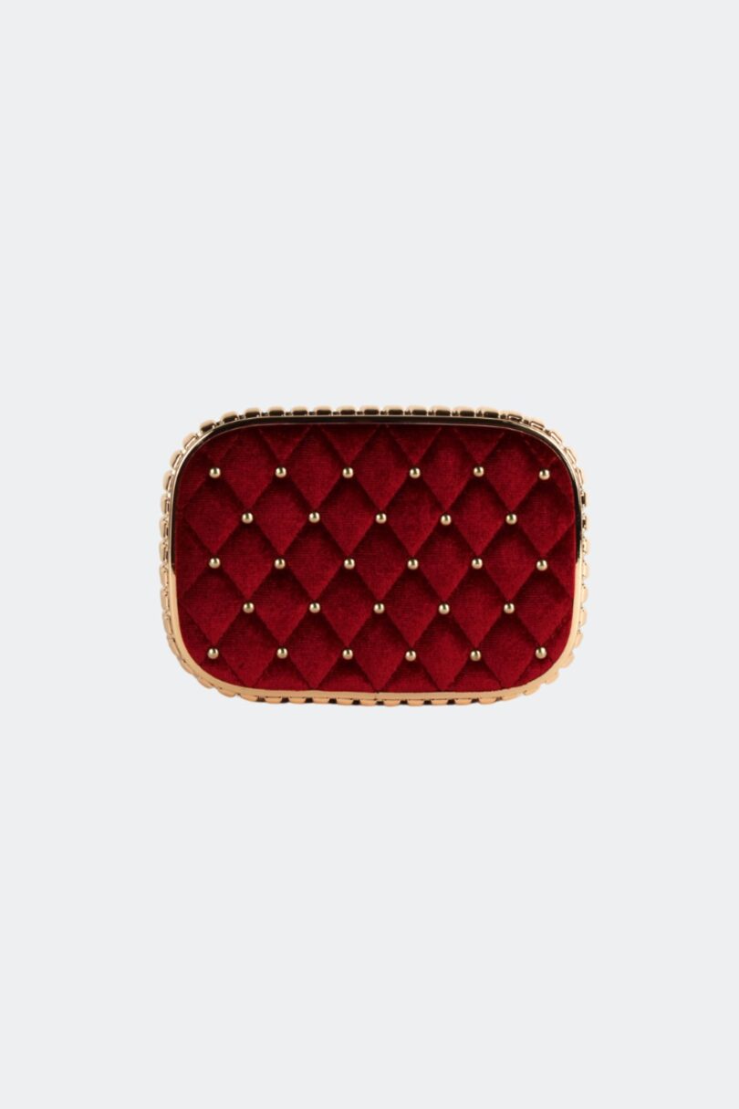 Velvet Quilted Studded Clutch Bag  Shop now at Kitty Darling