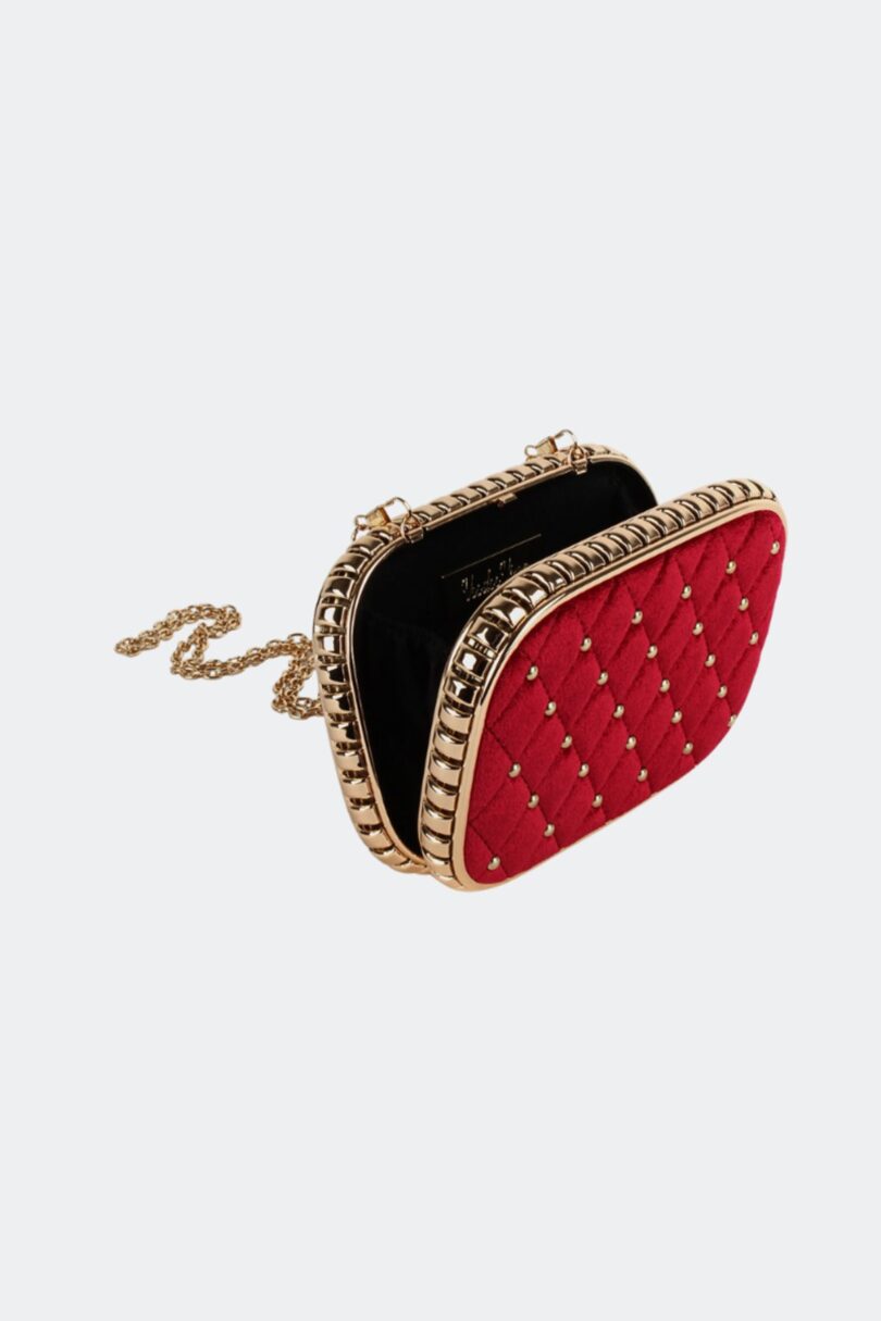 Velvet Quilted Studded Clutch Bag  Shop now at Kitty Darling