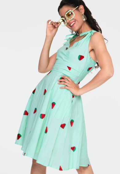 Watermelon Embroidered Flare Dress – Dresses | Kitty Darling