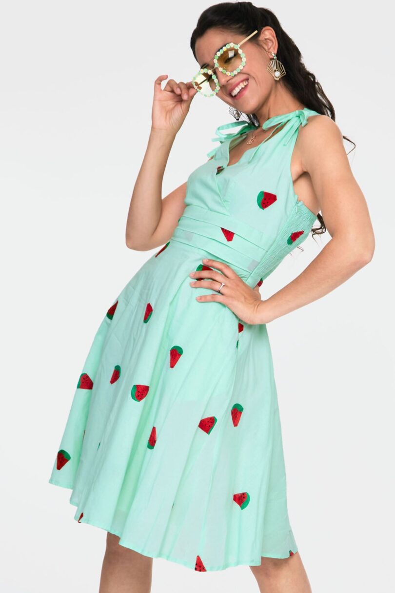 Watermelon Embroidered Flare Dress  Shop now at Kitty Darling