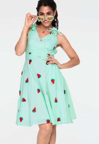 Watermelon Embroidered Flare Dress – Dresses | Kitty Darling