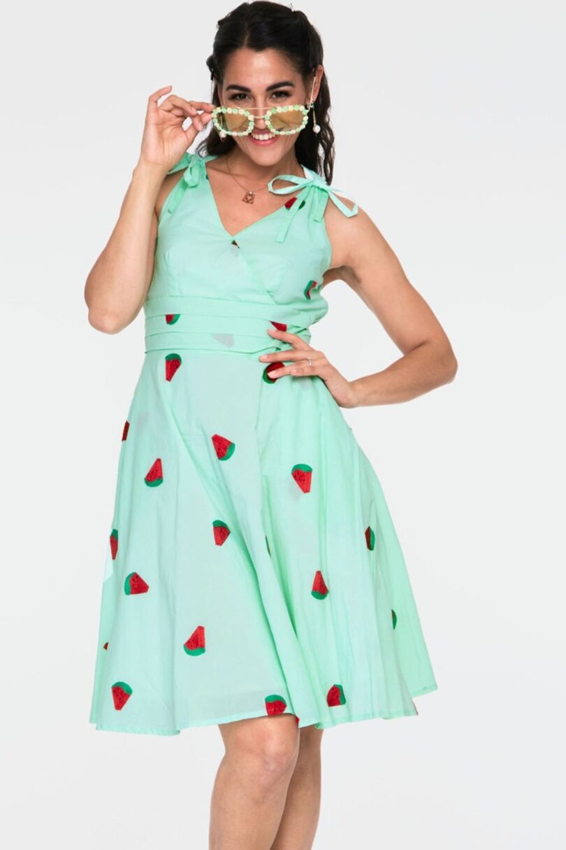 Watermelon Embroidered Flare Dress  Shop now at Kitty Darling