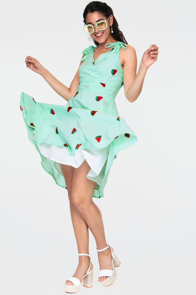 Watermelon Embroidered Flare Dress  Shop now at Kitty Darling