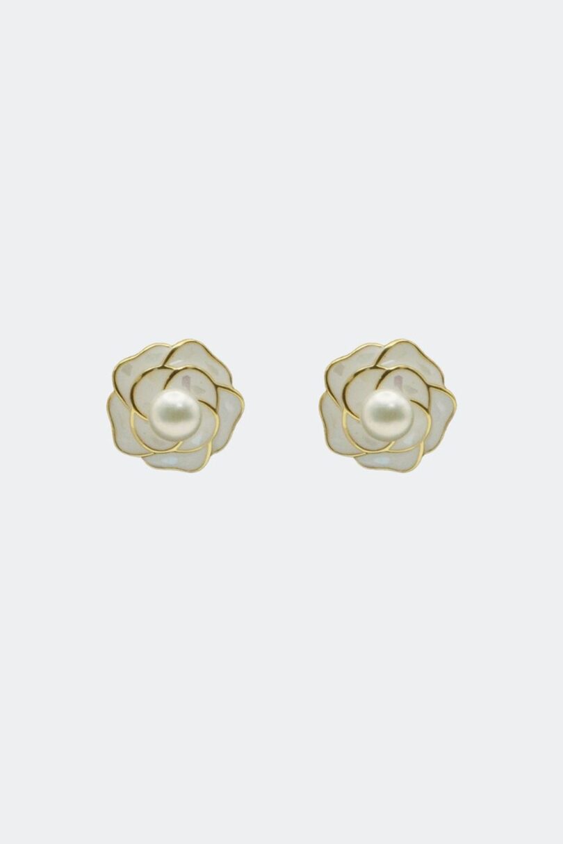 White Rose Stud Earrings  Shop now at Kitty Darling