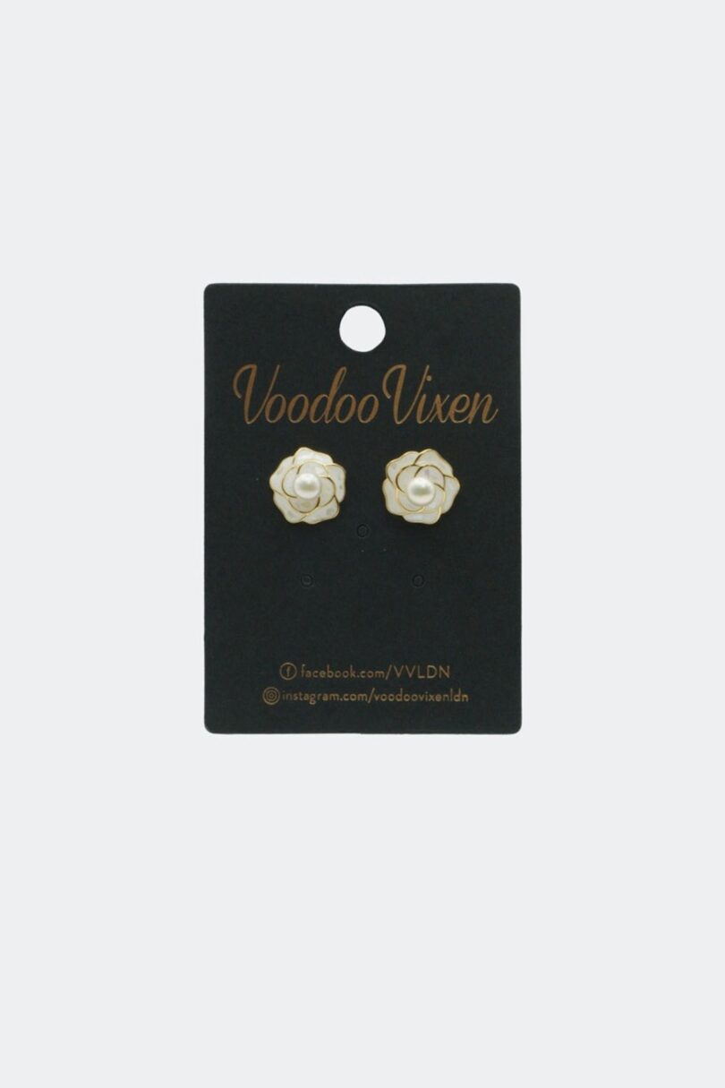 White Rose Stud Earrings  Shop now at Kitty Darling