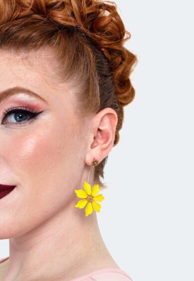 Yellow Flower Drop Earrings – Jewellery | Kitty Darling
