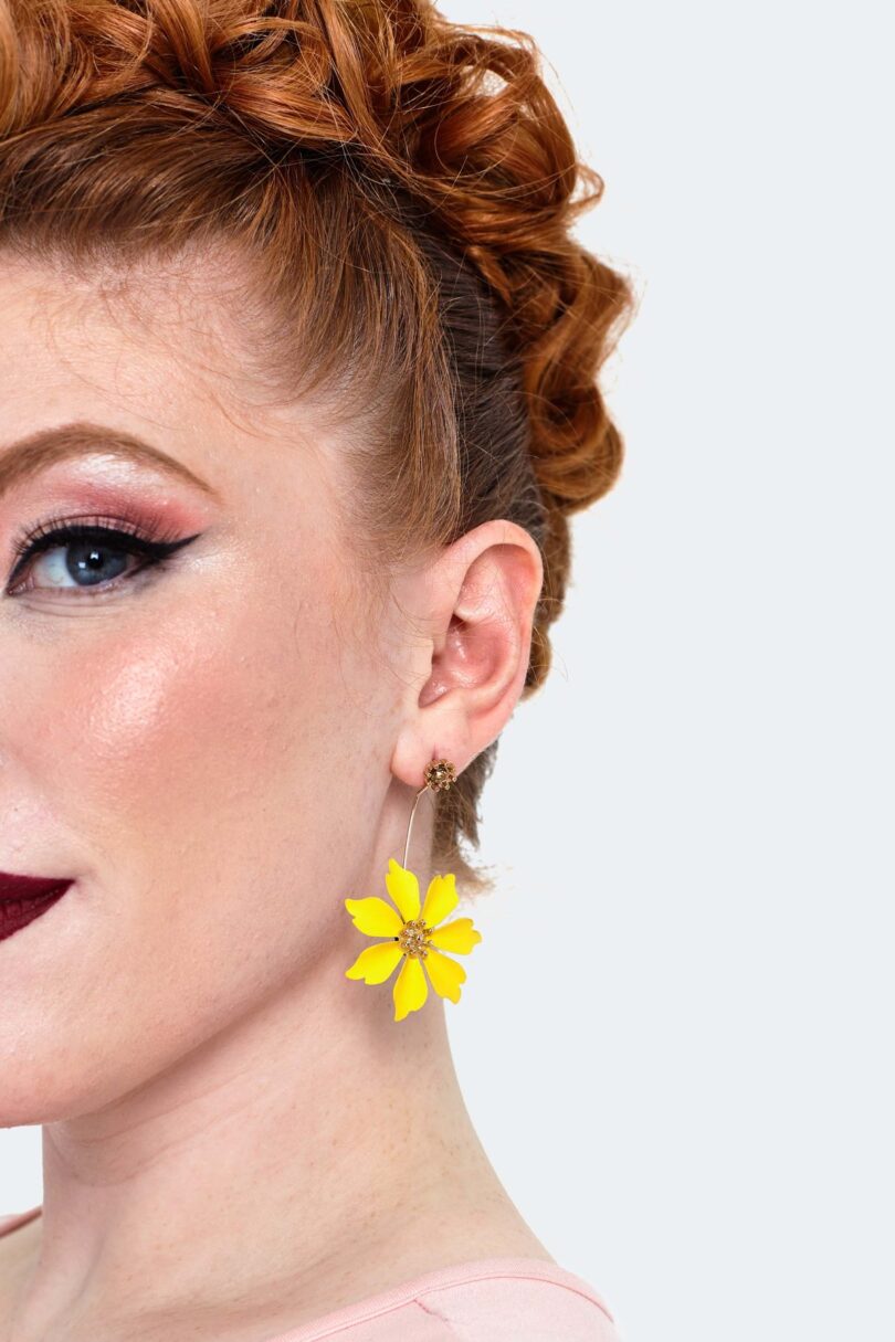 Yellow Flower Drop Earrings  Shop now at Kitty Darling