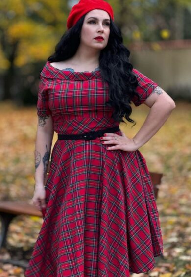 Darlene Retro Highland Red Tartan Circle Dress – Dresses | Kitty Darling
