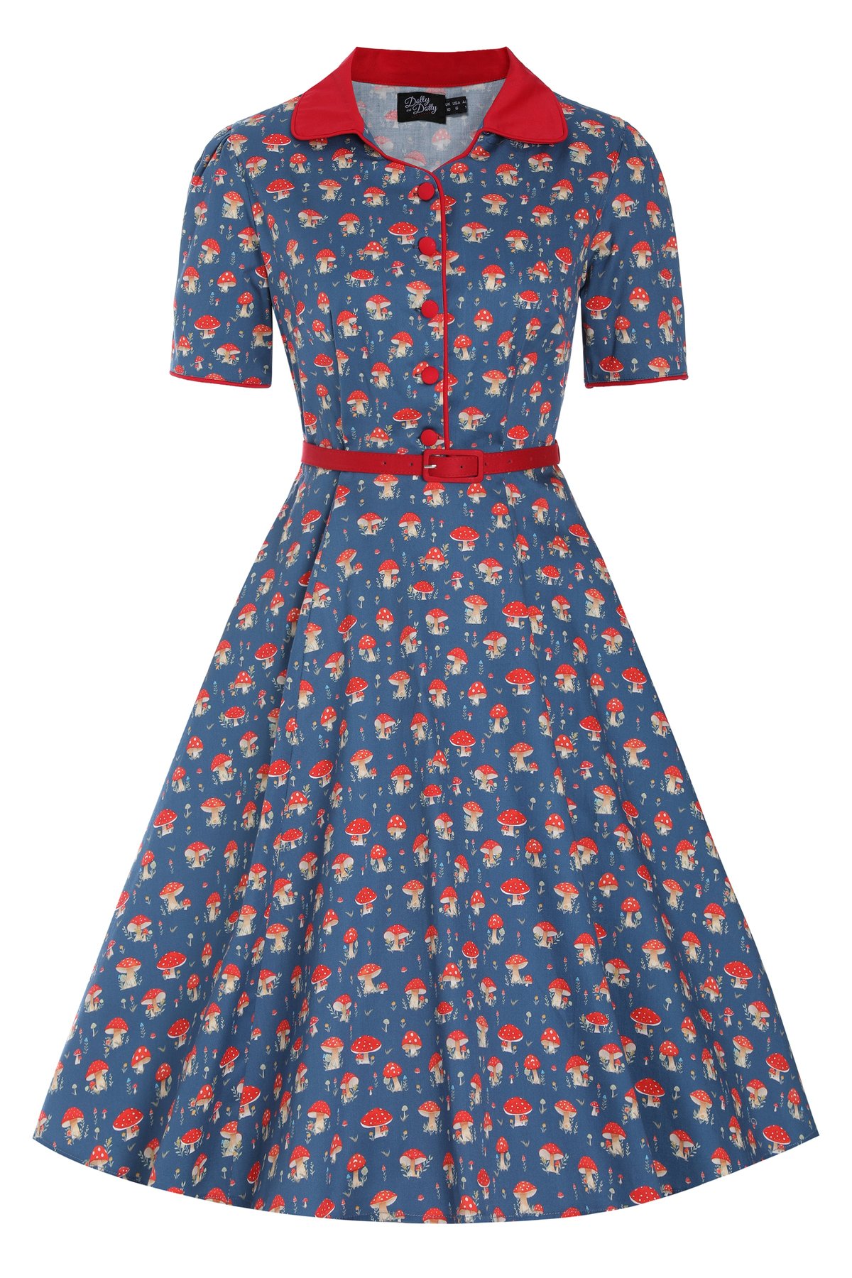 Penelope Rockabilly Navy Blue Mushroom Shirt Dress Penelope Rockabilly Navy Blue Mushroom Shirt Dress Shop now at Kitty Darling