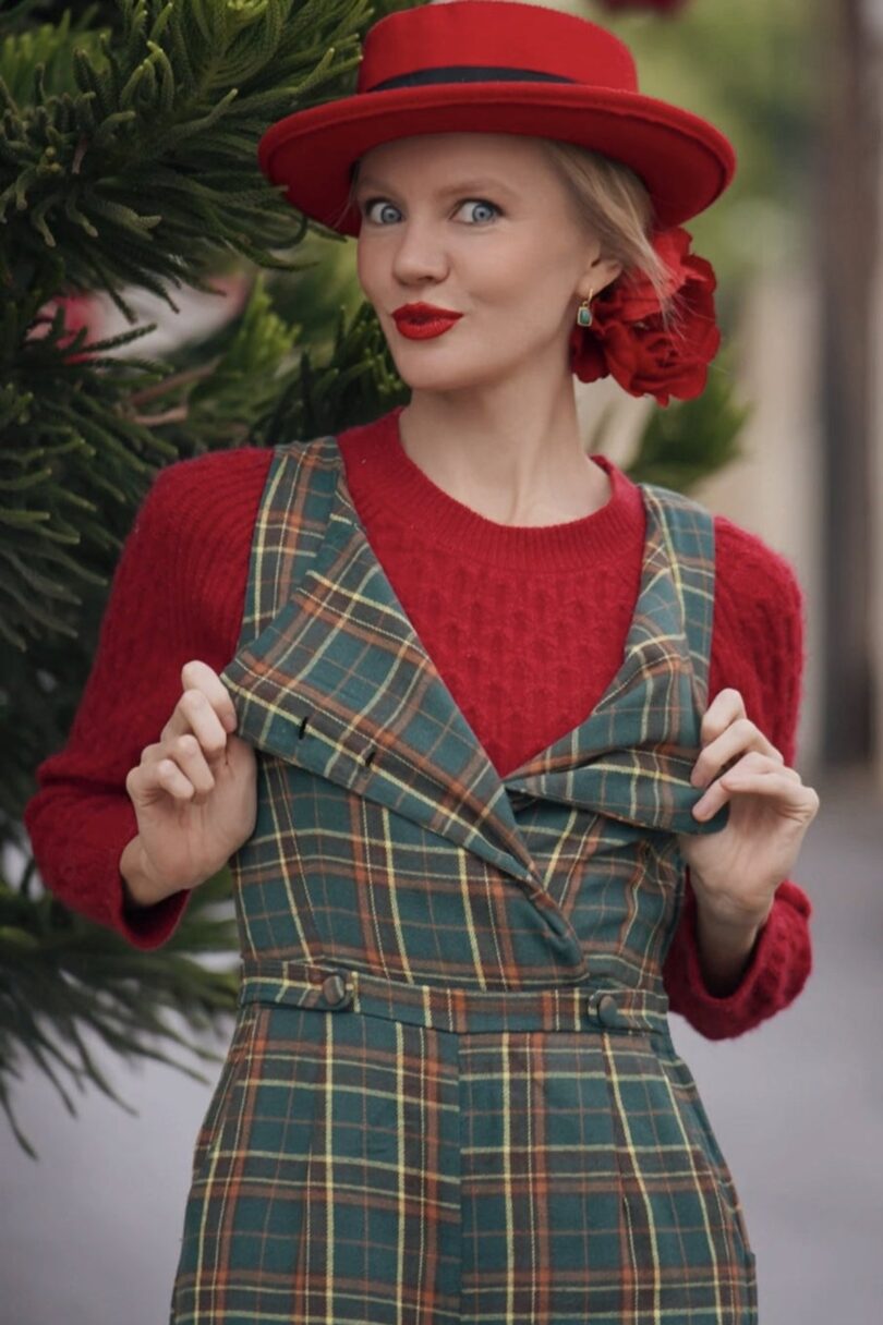 Sylvia Green Tartan Jumpsuit  Shop now at Kitty Darling