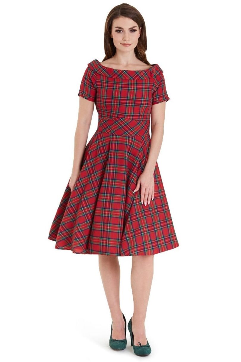 Darlene Retro Highland Red Tartan Circle Dress  Shop now at Kitty Darling
