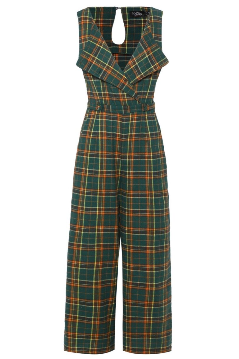 Sylvia Green Tartan Jumpsuit  Shop now at Kitty Darling