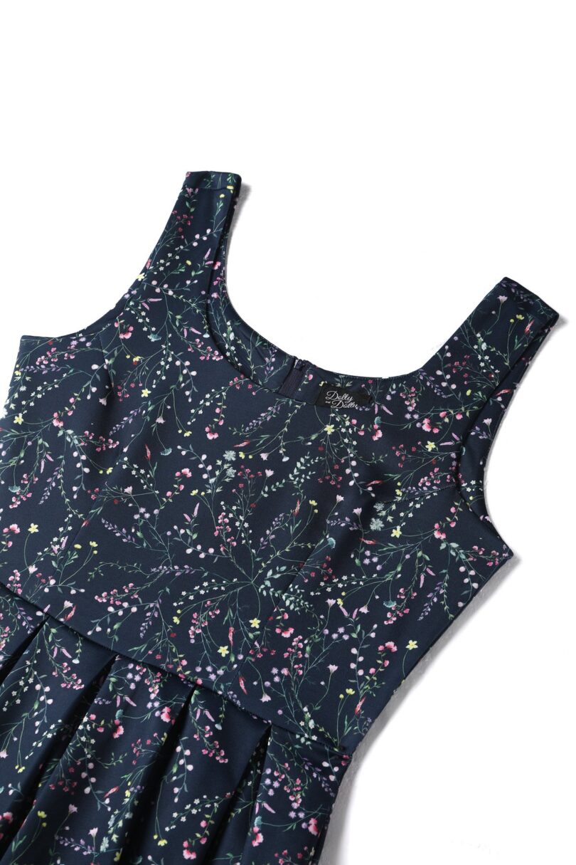 Amanda Swing Dress in Navy Blue Meadow Print  Shop now at Kitty Darling