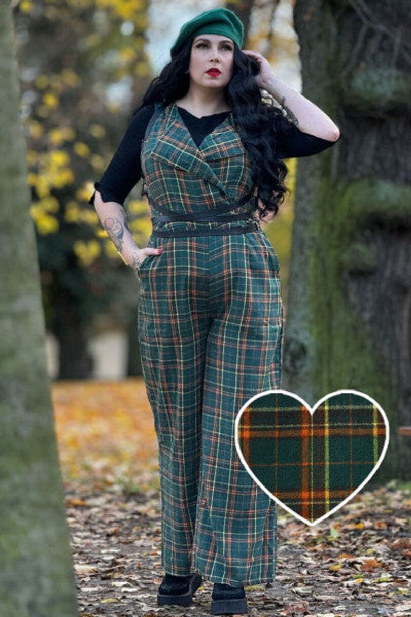 Sylvia Green Tartan Jumpsuit  Shop now at Kitty Darling