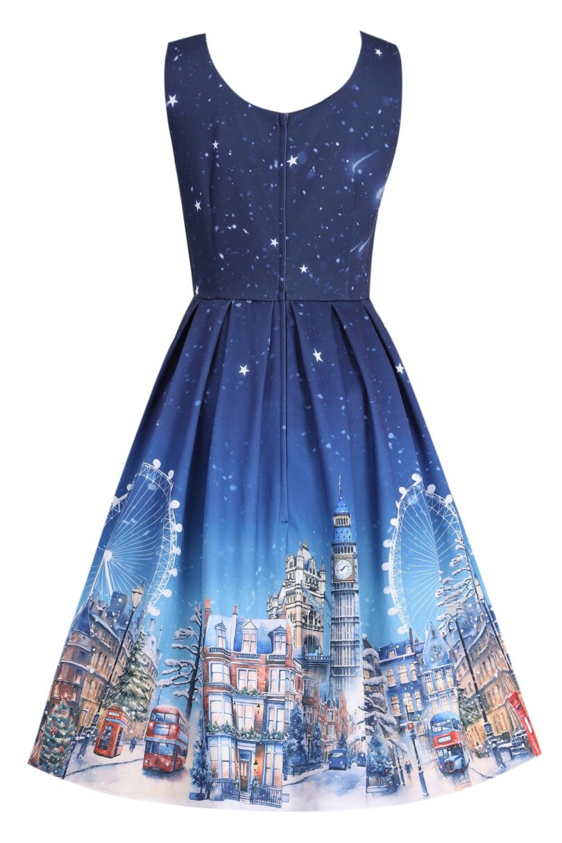Amanda Starry Night London Skyline Winter Dress  Shop now at Kitty Darling