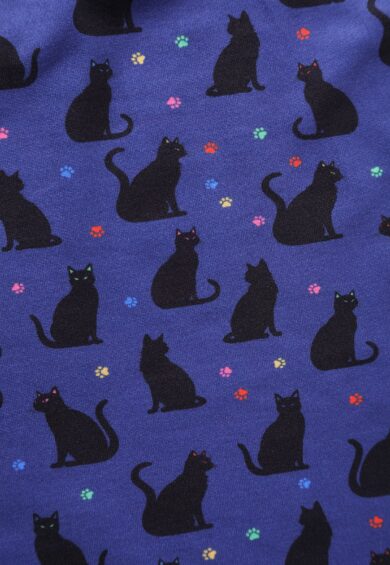 Billie Purple V-Neckline Cat Silhouette Print Dress – Dresses | Kitty Darling