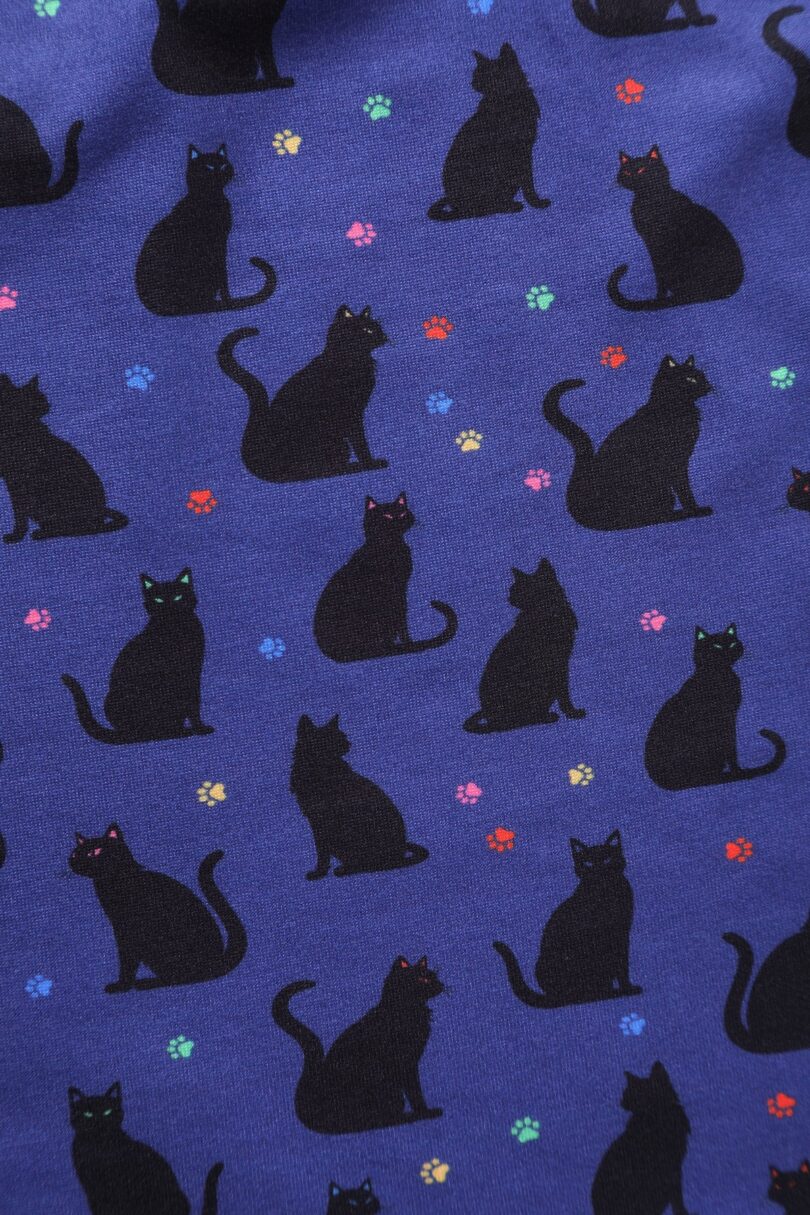 Billie Purple V-Neckline Cat Silhouette Print Dress  Shop now at Kitty Darling