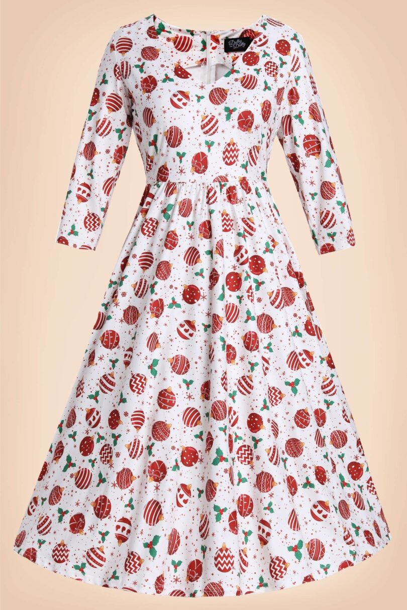 Billie Red Bauble Long Sleeved Dress  Shop now at Kitty Darling