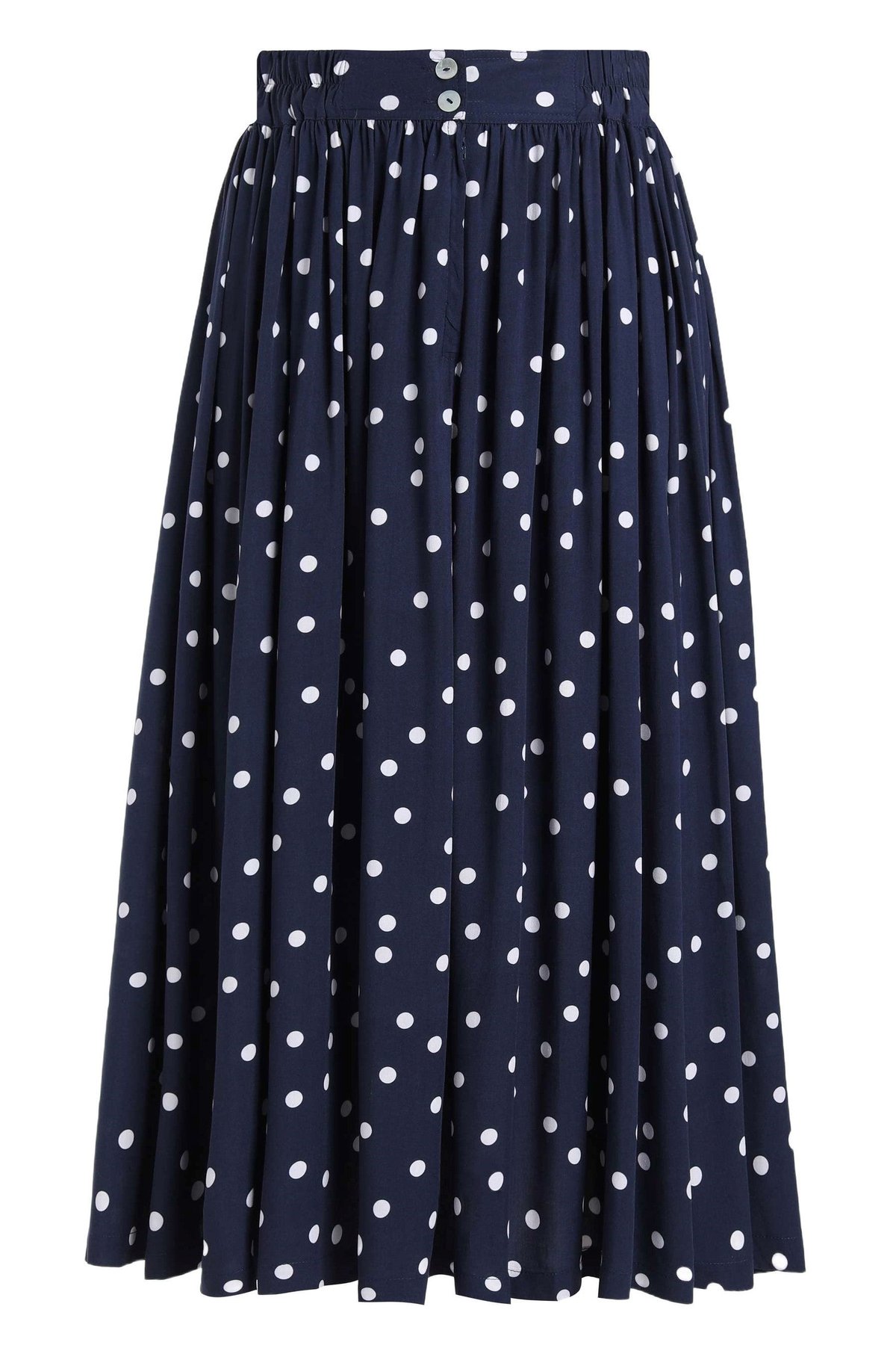 Estelle Midnight Blue Polka Dot Midi Skirt Estelle Midnight Blue Polka Dot Midi Skirt  Shop now at Kitty Darling