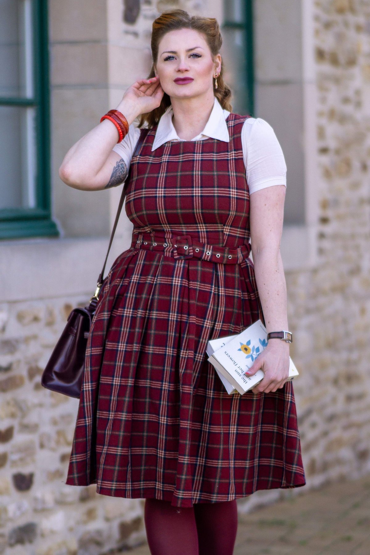 Annie Retro Burgundy Tartan Swing Dress Annie Retro Burgundy Tartan Swing Dress  Shop now at Kitty Darling