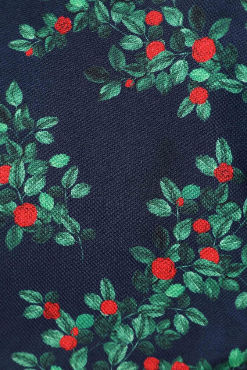 Navy Blue Rosebud Print Long Sleeved Dress  Shop now at Kitty Darling