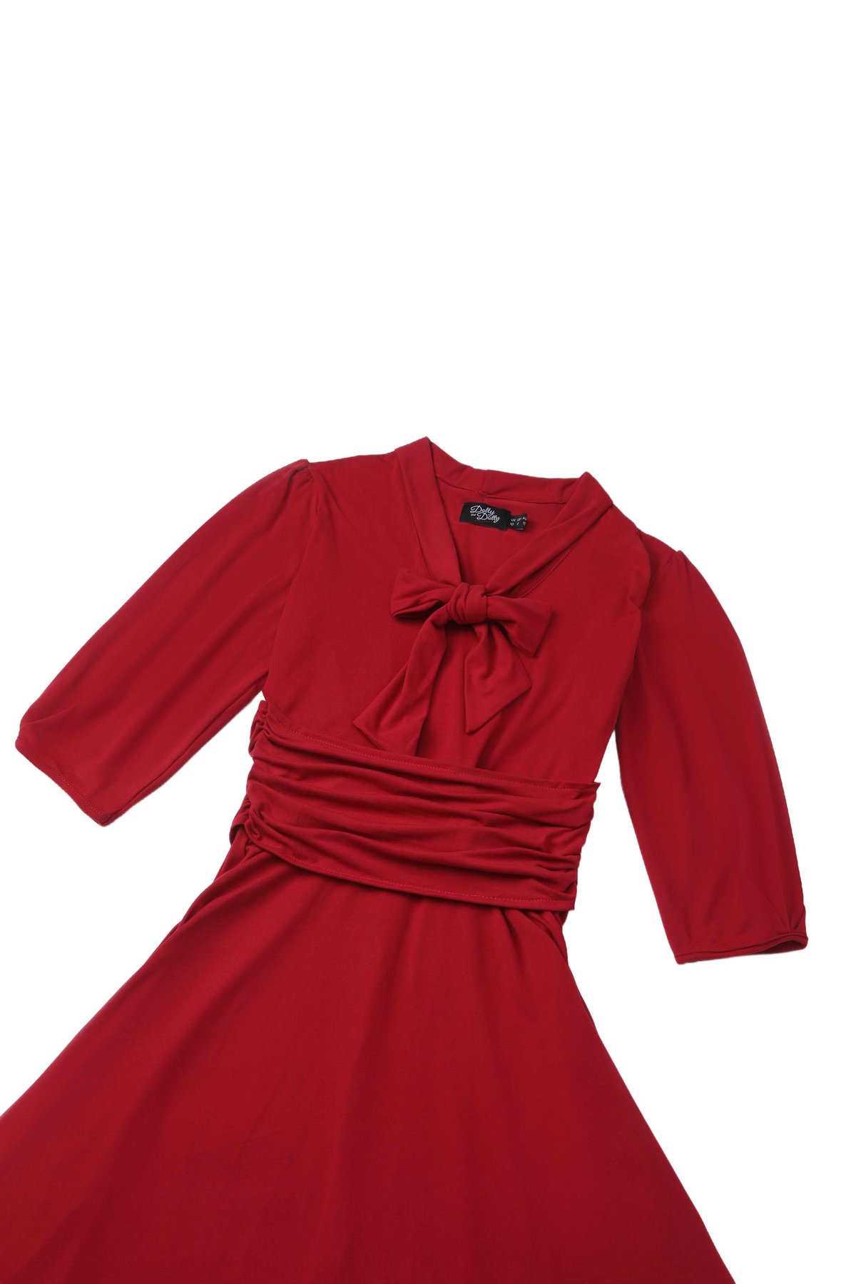 Sandra Bow Tie Casual Dress In Burgundy Sandra Bow Tie Casual Dress In Burgundy  Shop now at Kitty Darling