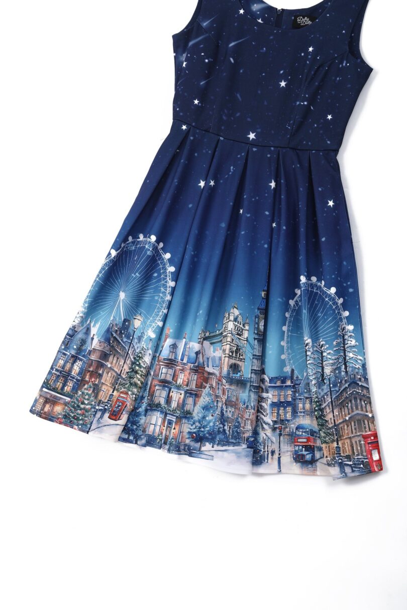 Amanda Starry Night London Skyline Winter Dress  Shop now at Kitty Darling