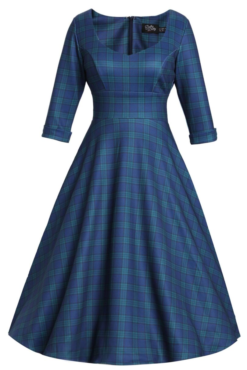 Scarlette Navy Check Swing Dress  Shop now at Kitty Darling